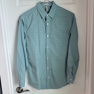 Artefact Teal Patterned Slim Fit Dress Shirt